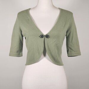 100% Cashmere Sage	color Short sleeve shrug Size S